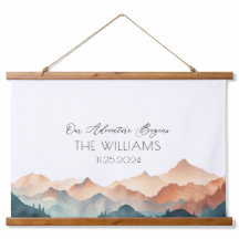 Alternative Wedding Guest Book Watercolor Mountain