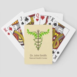 Alternativer medizinischer Caduceus grüne Blätter  Spielkarten