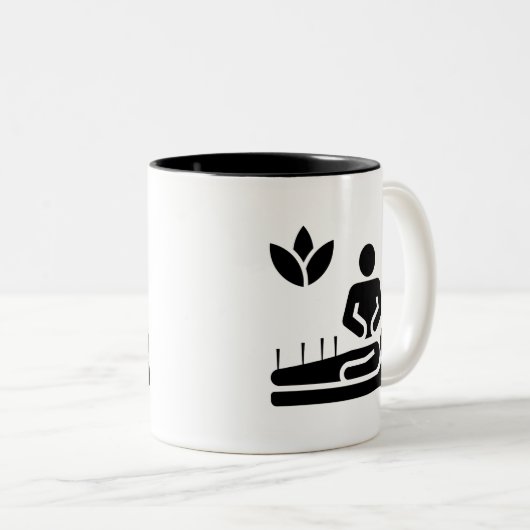 Alternativmedizin-Piktogramm-Tasse Zweifarbige Tasse (VorderseiteRechts)