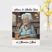 alternder Spaß | Vergessliche Alte Frau trinken Ge Karte (Gelbe Blume)