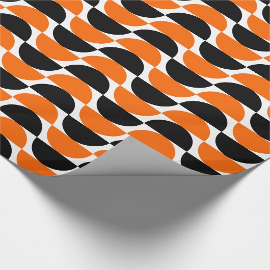 Alternierende Crescents 01 - Orange und Schwarz Geschenkpapier (Ecke)