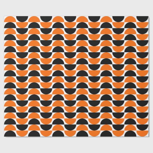Alternierende Crescents 01 - Orange und Schwarz Geschenkpapier (Flach)