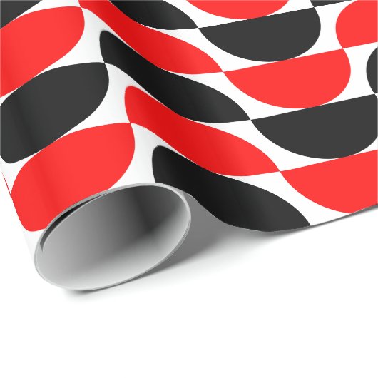 Alternierende Crescents 01 - Rot und Schwarz Geschenkpapier (Rolleneckpunkt)