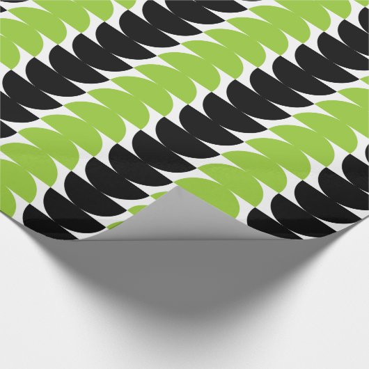 Alternierende Crescents 02 - Mars Green und Black Geschenkpapier (Ecke)