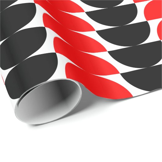 Alternierende Crescents 02 - Rot und Schwarz Geschenkpapier (Rolleneckpunkt)