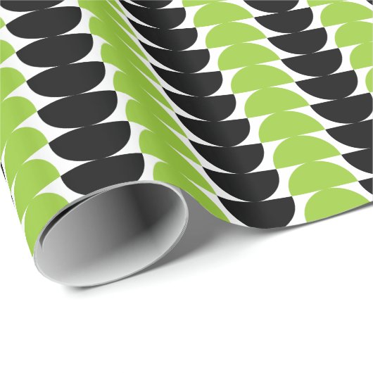 Alternierende Crescents 04 - Mars Green und Black Geschenkpapier (Rolleneckpunkt)
