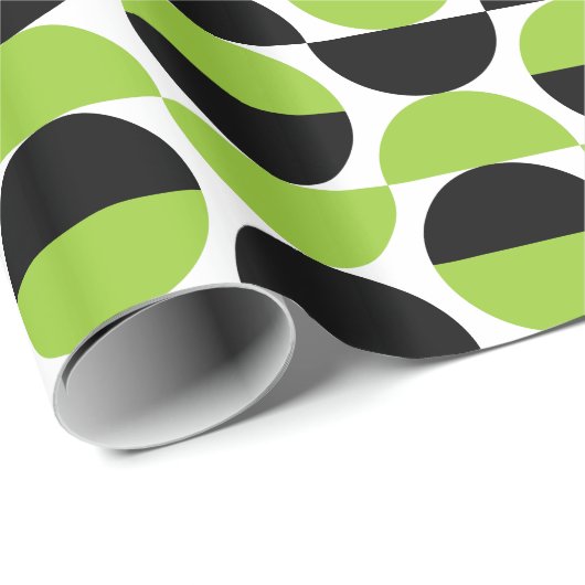 Alternierende Crescents 07 - Mars Green und Black Geschenkpapier (Rolleneckpunkt)