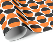 Alternierende Crescents 08 - Orange und Schwarz Geschenkpapier (Rolleneckpunkt)