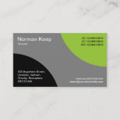 Alternierende Kurven - Schwarz, Grau und Grün des Visitenkarte (Rückseite)