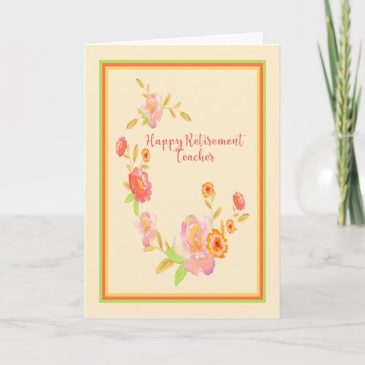 Alterskarte für Lehrer Pfirsich und Pink-Blume Karte (Vorderseite)