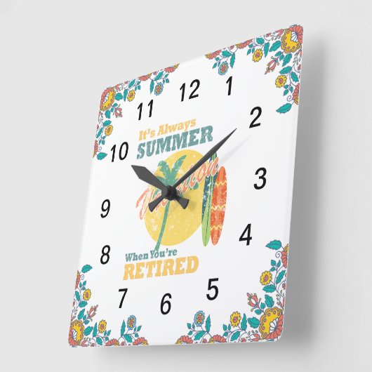 Altersruhegeschäft Immer Sommer Quadratische Wanduhr (Winkel)