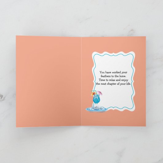 Altersruhestand Flamingo Floating in einem Pool Karte (Innenseite)