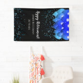 Altersruhestandballoons Star Confetti Black Banner (Insitu)