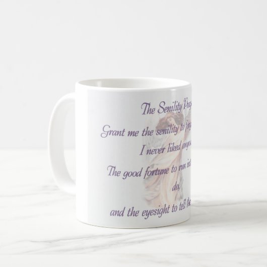 Altersschwäche-Gebets-Tassenveilchen Kaffeetasse (Vorderseite Links)