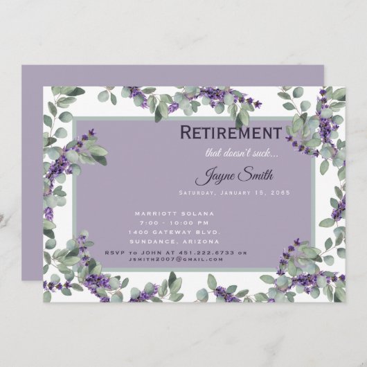 Altersvorsorge "das sind zum Kotzen nicht" Lavende Einladung (Vorne/Hinten)