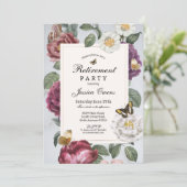 Altersvorsorge Frauen Bloom Butterfly Vintag Einladung (Stehend Vorderseite)