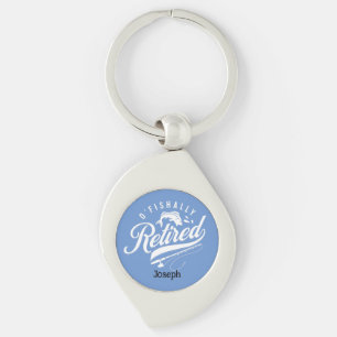 Altersvorsorge Geschenke. Fischer/Frau. Bearbeitba Schlüsselanhänger