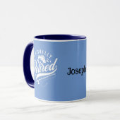 Altersvorsorge Geschenke. Fischer/Frau. Bearbeitba Tasse (Vorderseite Links)