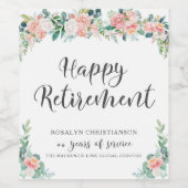 Altersvorsorge Rosa Blumenrosa Jahre im Dienst Weinetikett (Einzelnes Label)