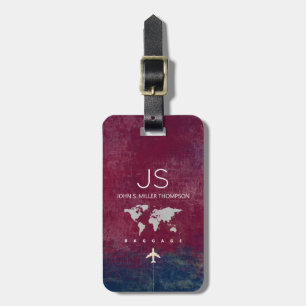 altertümliche Weltkarte mit dem Namen schöne Reise Gepäckanhänger