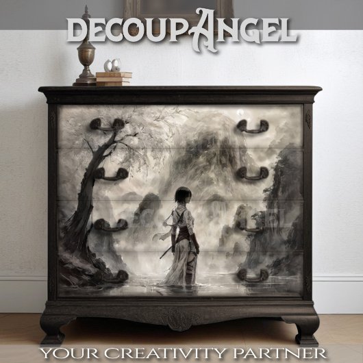 Altertümlicher asiatischer Krieger - Decoupage - Seidenpapier