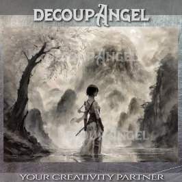 Altertümlicher asiatischer Krieger - Decoupage - Seidenpapier