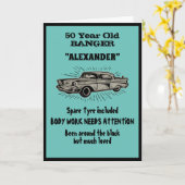 Altes 50. Geburtstag Joke Vintage Car Funny Karte (Gelbe Blume)
