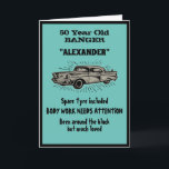 Altes 50. Geburtstag Joke Vintage Car Funny Karte<br><div class="desc">Machen Sie diesen 50. Geburtstag mit dieser Vintagen Retro-Karte zum besonderen Erlebnis. Der verwendete Spaß ist etwas,  auf das wir uns alle beziehen können. Passen Sie den Text dieser Geburtstagskarte einfach mit der bereitgestellten Vorlage an.</div>