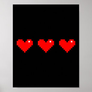 Altes 8-Bit-Herz Arcade Retro Xel Gamer Valentinst Poster