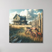 Altes abgebrochenes rotes Dreirad Leinwanddruck (Vorderseite)