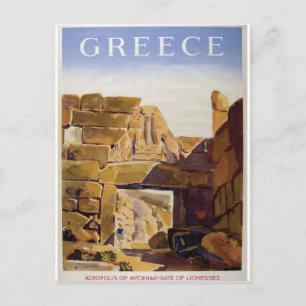 Altes Advert Griechenland Mycenae Tor von Lionesse Postkarte