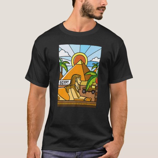 Altes Ägypten Antike ägyptische Sphinx & Pyramiden T-Shirt (Vorderseite)