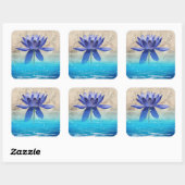 Altes Ägypten Gestyled Magic Blue Lotus Blume Quadratischer Aufkleber (Blatt)