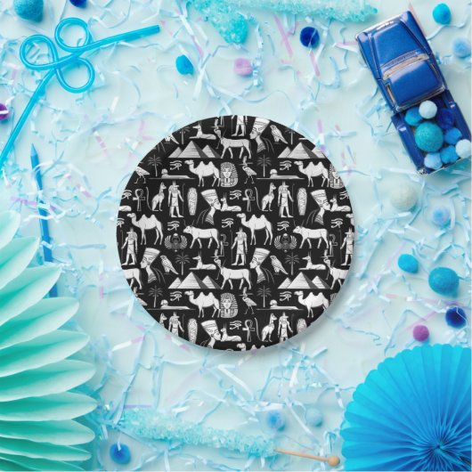 Altes Ägypten Hieroglyphisches Symbol Muster Pappteller (Party)