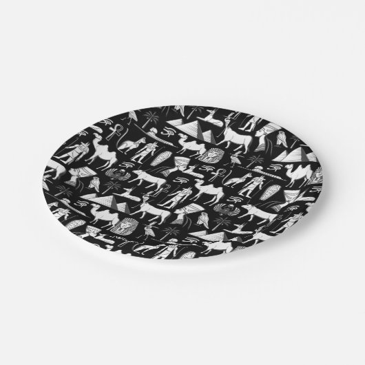 Altes Ägypten Hieroglyphisches Symbol Muster Pappteller (Schrägansicht)