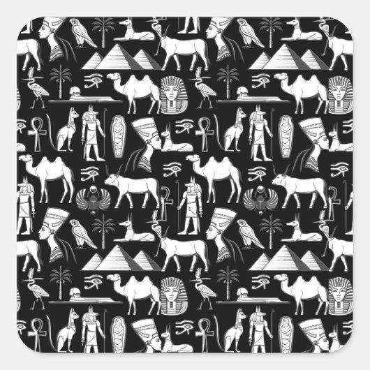 Altes Ägypten Hieroglyphisches Symbol Muster Quadratischer Aufkleber (Vorderseite)