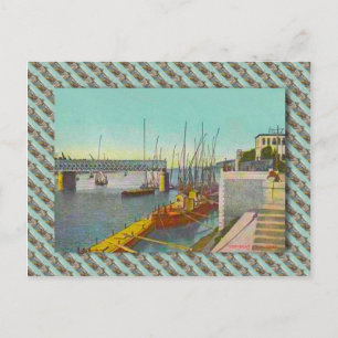 Altes Ägypten, Kairo, Brücke und Segelboote Postkarte