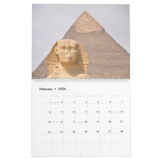 Altes Ägypten mit Pyramiden, Sphinx-Tempel Kalender (Feb 2026)