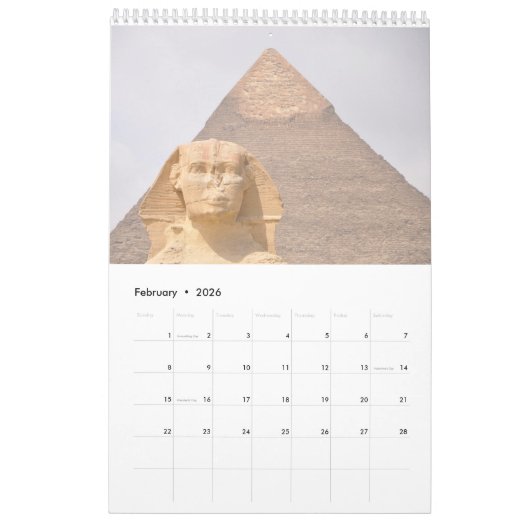 Altes Ägypten mit Pyramiden, Sphinx-Tempel Kalender (Feb 2026)