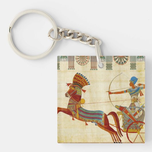 Altes Ägypten Pharaoh Ramesses II Pferde Papyrus Schlüsselanhänger (Vorderseite)