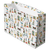 Altes Ägypten Vintages ägyptisches Muster Große Geschenktüte (Rückseite Schrägansicht)