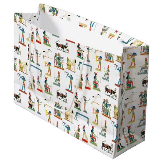 Altes Ägypten Vintages ägyptisches Muster Große Geschenktüte (Vorderseite Schrägansicht)