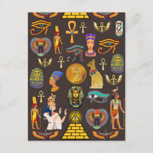 Altes ägyptisches Hieroglyphenmuster-Symbol       Postkarte