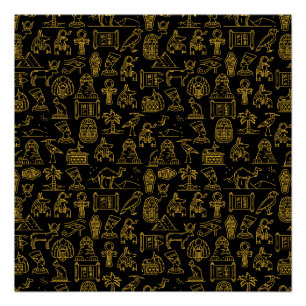 Altes ägyptisches Hieroglyphensymbol-Muster Poster