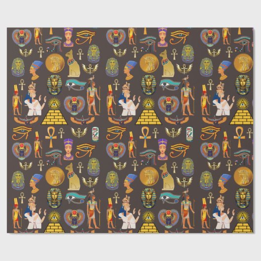 Altes ägyptisches Hieroglyphisches Muster Geschenkpapier (Flach)