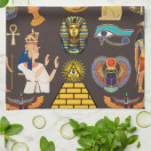 Altes ägyptisches Hieroglyphisches Muster Geschirrtuch (Gefaltet)