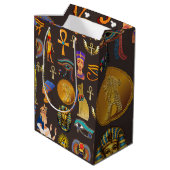 Altes ägyptisches Hieroglyphisches Muster Mittlere Geschenktüte (Rückseite Schrägansicht)