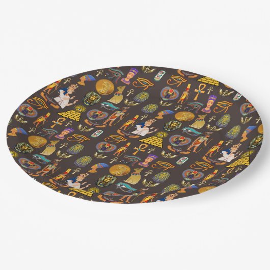 Altes ägyptisches Hieroglyphisches Muster Pappteller (Schrägansicht)