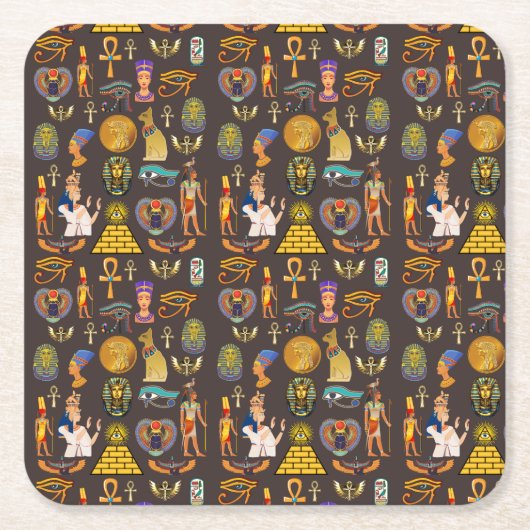 Altes ägyptisches Hieroglyphisches Muster Rechteckiger Pappuntersetzer (Vorderseite)