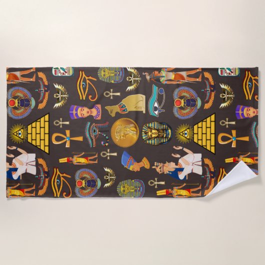 Altes ägyptisches Hieroglyphisches Muster Strandtuch (Vorderseite)